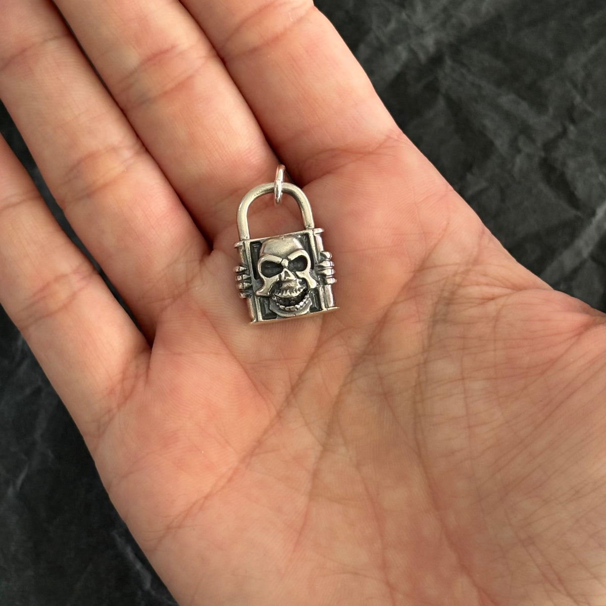 Vintage Skull Jail Padlock Necklace