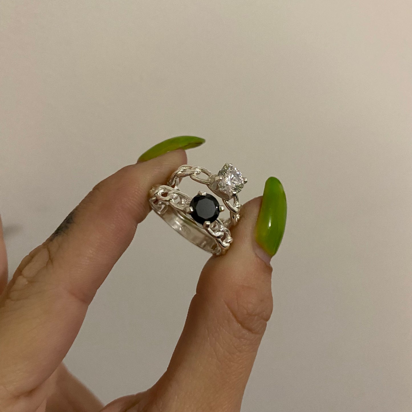Chain Link Stone Ring.
