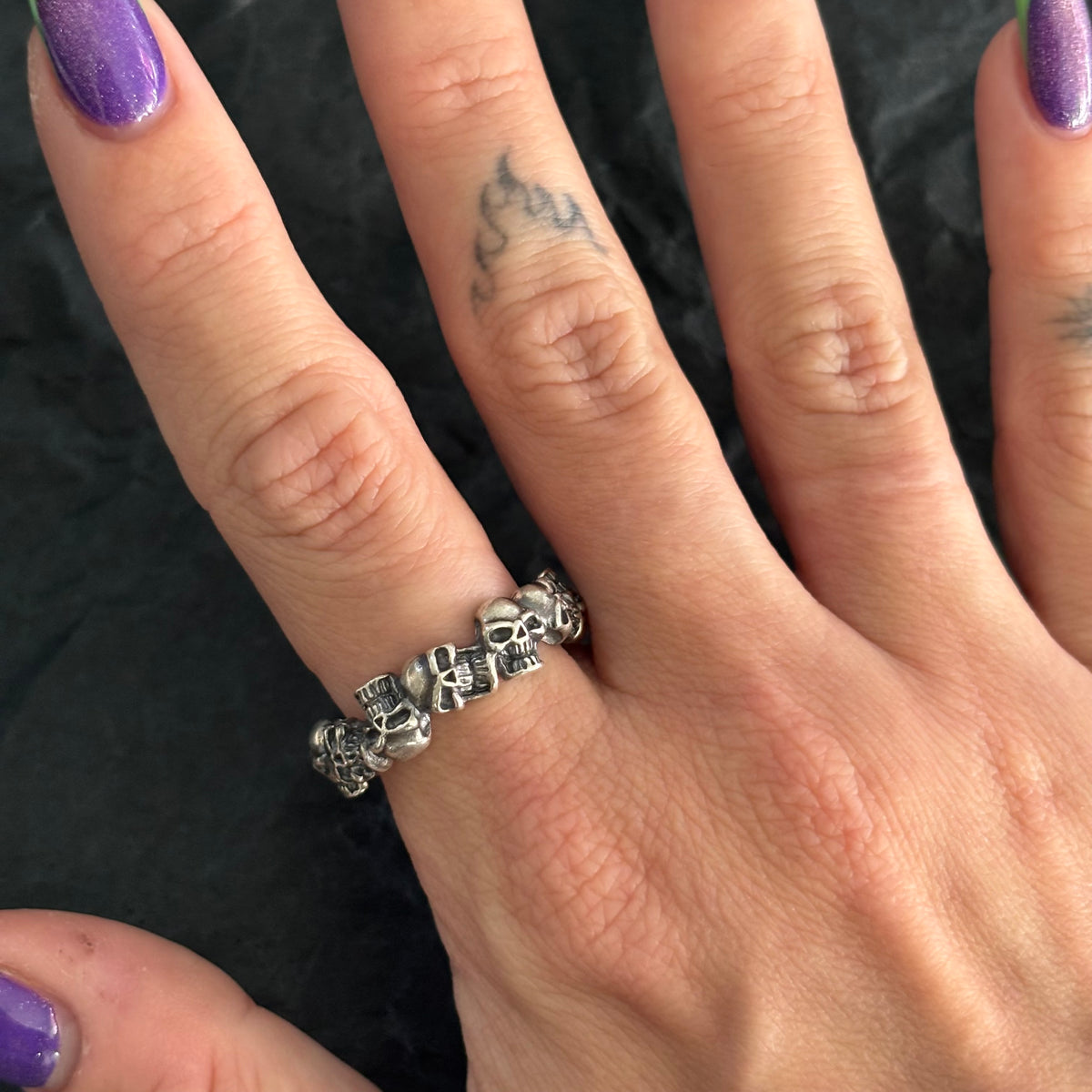 Vintage Infinity Skull Ring - Large