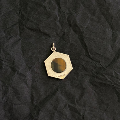 Double Sided Geometric Tigers Eye Pendant