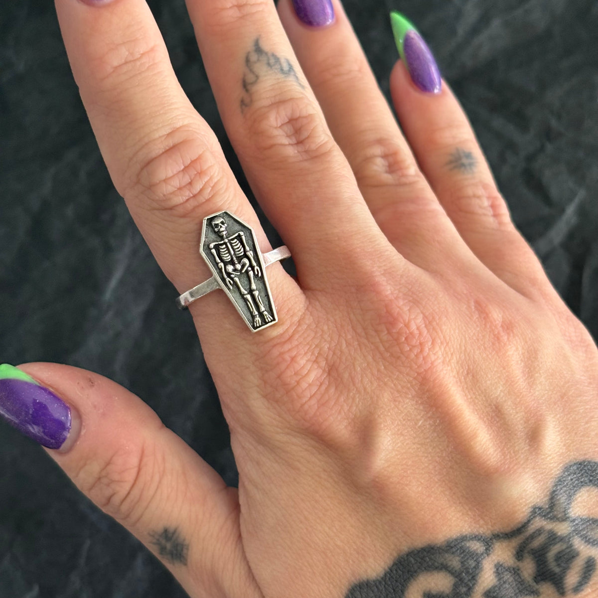 Vintage Skeleton Coffin Ring