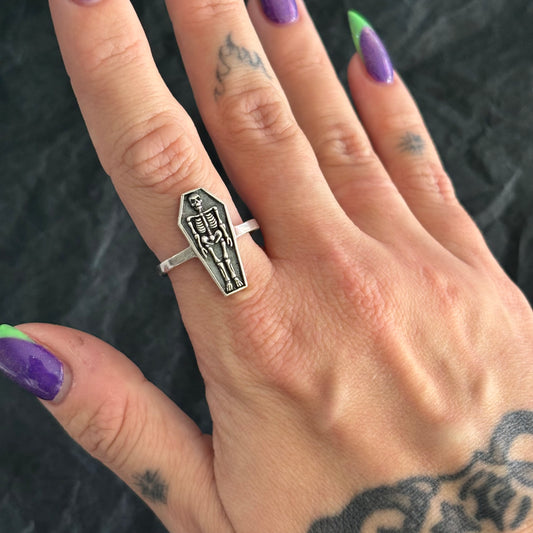 Vintage Skeleton Coffin Ring