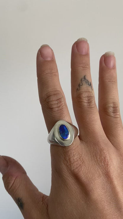 Large Oval Opal Signet Ring - Size S (9.5US)