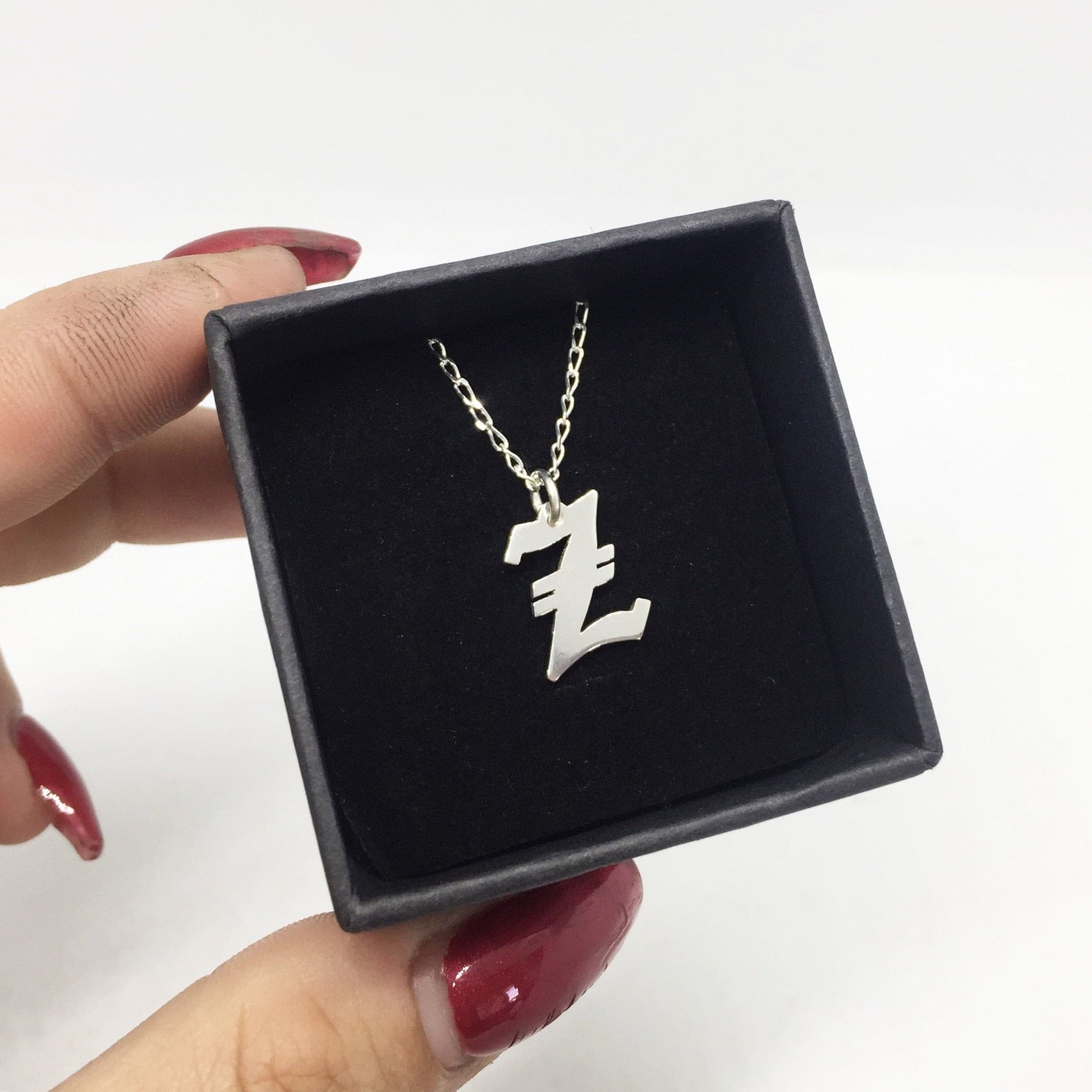 Old English Letter Necklace.